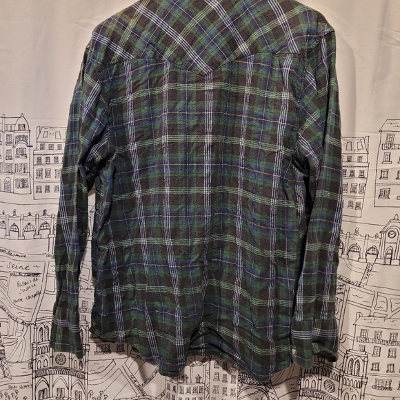 Vintage Wranglers Plaid Pearl Snap Flannel Shirt Size XL EUC - Picture 7 of 7
